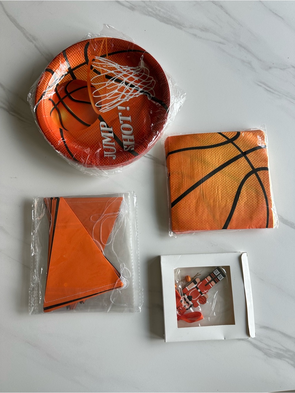Basketball Party Paper Plates & Napkins Set - Orange